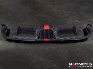 FIAT 500 Rear Diffuser - Carbon Fiber - Red Racing Stripe w/ White Scorpion